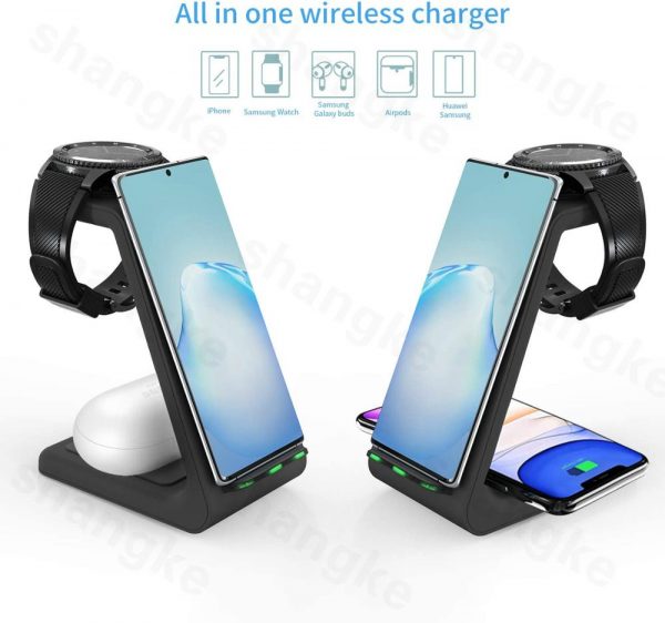 Wireless Charger Samsung 3 in 1 10W Fast Charging Qi-Certified, Compatible Samsung S10/ S10+ Airpods, Galaxy Watches Galaxy buds