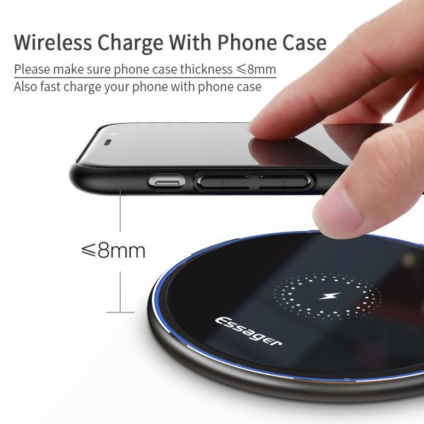 Essager 15W Qi Wireless Charger For iPhone 12 11 Pro Xs Max Mini X Xr 8 Induction Fast Wireless Charging Pad For Samsung Xiaomi