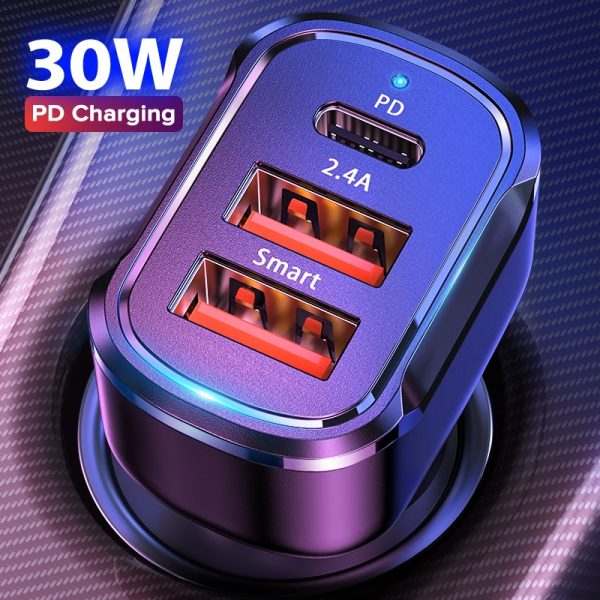 30W PD USB C Car Charger Quick Charge 4.0 3.0 QC4.0 QC3.0 Phone Charger Type C Fast Charging For iPhone 12 Xiaomi Huawei Sumsang