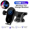 15W Car phone holder qi wireless charger for iPhone 12 X XR Samsung S10 S9 S8 smart sensor car mount phone holder charger