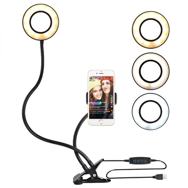 2020 Selfie Ring Light With Flexible Mobile Phone Holder Lazy Bracket Desk Lamp LED For Youtube Live Stream Office Kitchen Stand