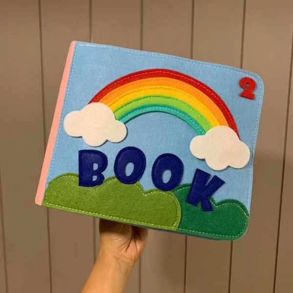 Rainbow 3D Baby Cloth Book Practice Hand Early Learning Education Quiet Book Soft Washable Unfold Parent-Child Interaction Book