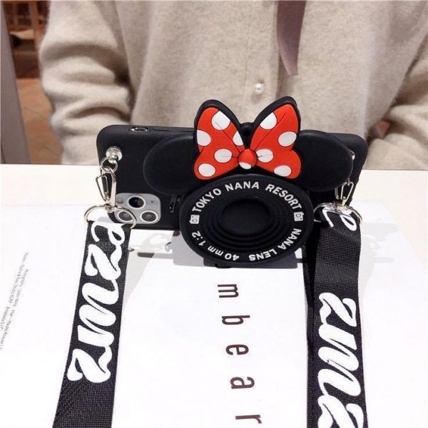 3D Camera Cartoon Coin Bags Soft Silicon Phone Case For iPhone 12 11 Pro XS Max X 8 7 6s Plus SE 2020 XR Cover With Lanyard