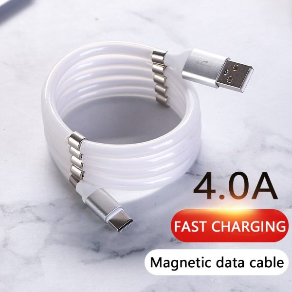 Magic Rope USB-C Magnetic Cable Type C USB Cable 4A Phone Fast Charging Data Sync Cord For Samsung A51 S10 S20 Charging Cable