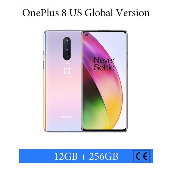 Global Rom OnePlus 8 5G Smartphone 12GB 256GB Snapdragon 865 Octa Core 6.55 90Hz Fluid Display 48MP Triple Cams 30T Fast Charge