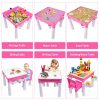 Kids Activity Table With 128 PCS Big Building Blocks Compatible Dupoled Educational Children Table Large Block Toys For Girl Boy