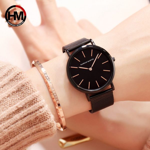 Ins Hot 1 Set Brand Wristwatches & Bracelet Japan Quartz Movt Ladies Waterproof Rose Gold Simple Stainless Steel Women Watches