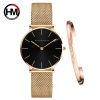 Ins Hot 1 Set Brand Wristwatches & Bracelet Japan Quartz Movt Ladies Waterproof Rose Gold Simple Stainless Steel Women Watches