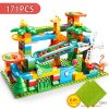 Marble Race Run Block Big Size Compatible Duploed Building Blocks Plastic Funnel Slide DIY Assembly Bricks Toys For Children