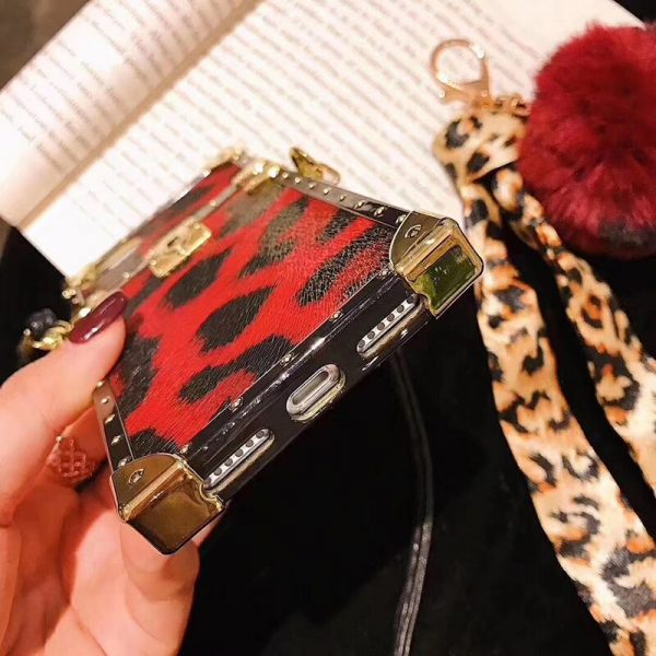 Luxury brand Square leopard pattern Hairball soft silicon phone case for iphone 6 7 8 plus X XR MAX 11 Pro 2020 SE Scarves cover