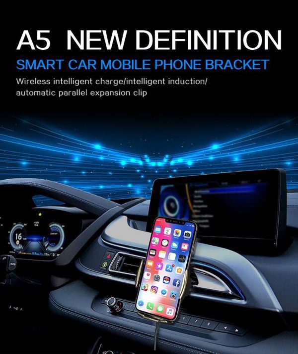 A5 10W Wireless Car Charger Automatic Clamping Fast Charging Phone Holder Mount Car for iPhone 11 Huawei Samsung Smart Phones