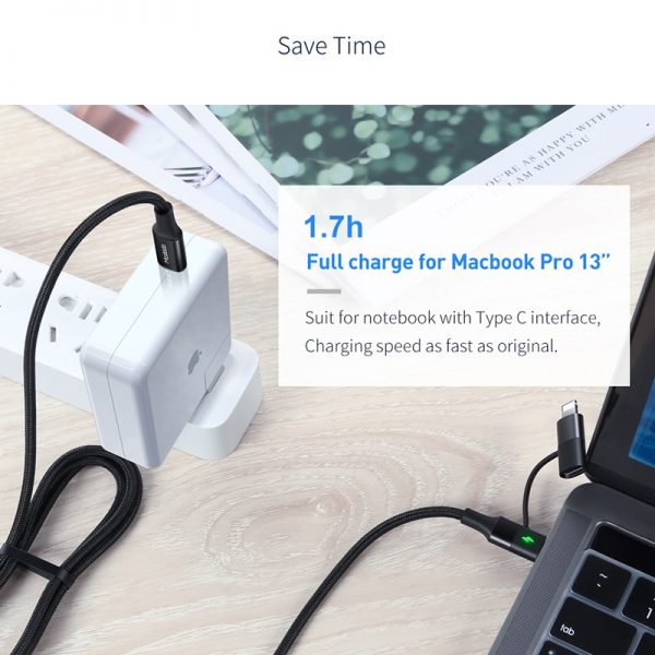 Mcdodo 100W USB Type C Cable PD Fast Charge for IPhone 11 12 Pro Xs Max X IPad Macbook Samsung Huawei 2 In 1 Charger Data Cord