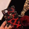 Luxury brand Square leopard pattern Hairball soft silicon phone case for iphone 6 7 8 plus X XR MAX 11 Pro 2020 SE Scarves cover