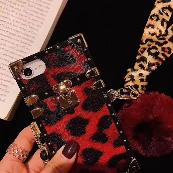 Luxury brand Square leopard pattern Hairball soft silicon phone case for iphone 6 7 8 plus X XR MAX 11 Pro 2020 SE Scarves cover