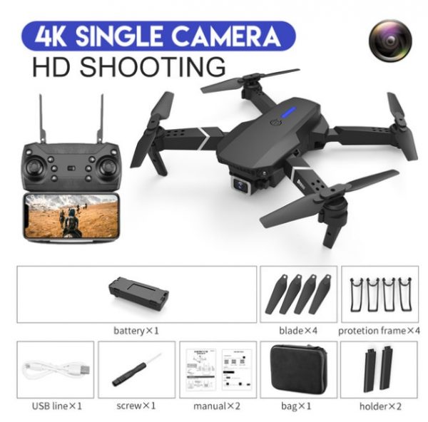 LSRC 2021 New Quadcopter Drone E525 HD 4K 1080P Camera and WiFi FPV HeightKeeping RC Foldable Quadcopter Dron Toy Gift