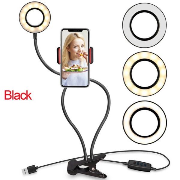 2020 Selfie Ring Light With Flexible Mobile Phone Holder Lazy Bracket Desk Lamp LED For Youtube Live Stream Office Kitchen Stand