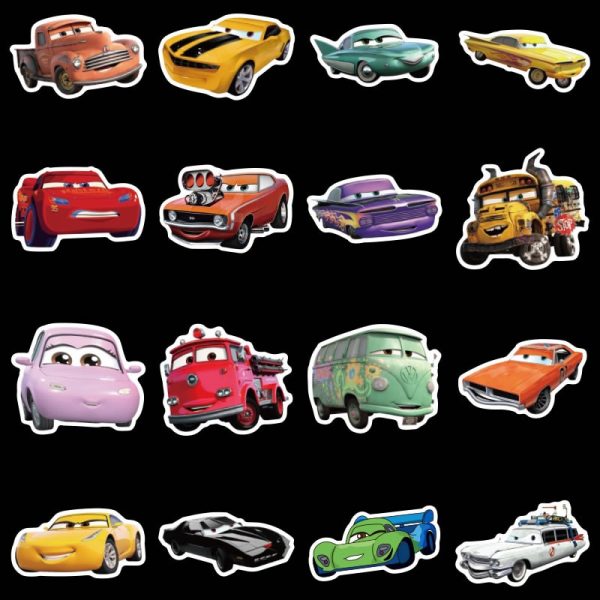 10/50Pcs Disney Kawaii Anime Stickers Funny Pixar Cars DIY Sticker Laptop Guitar Skateboard Luggage Waterproof Stikers Kids Toys