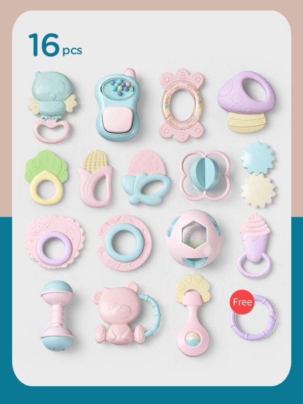 11-16Pcs Baby Rattle 0-12 Months Newborn Soft Bell Teethers Hand Shaking Crib Mobile Ring Educational Toy For Children Set Gifts