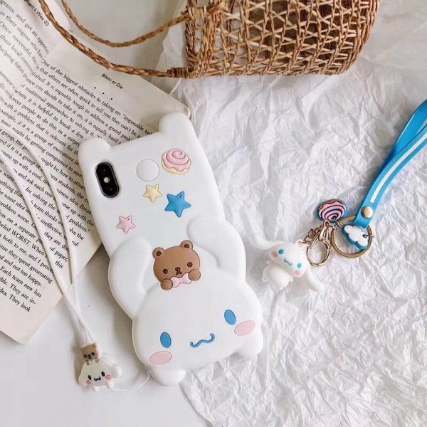 Hot Lovely 3D lanyard Cute doll soft silicone phone case for apple iphone X XR XS MAX 6 7 8 plus dog funda cover coque