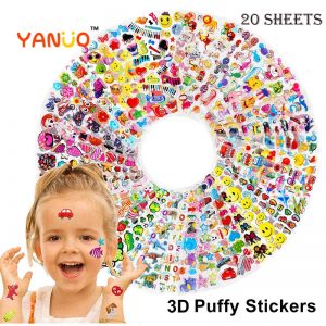 1-20 Sheets/lot 3D Cartoon Animal Princess Puffy Stickers For Kids Baby Boy Girls Birthday Gifts Cartoon Stickers，Sent at random