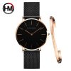 Ins Hot 1 Set Brand Wristwatches & Bracelet Japan Quartz Movt Ladies Waterproof Rose Gold Simple Stainless Steel Women Watches