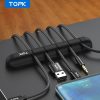 TOPK Silicone USB Cable Winder Desktop Cable organizer Management Multipurpose Clips Cables Protector for Wired headphones