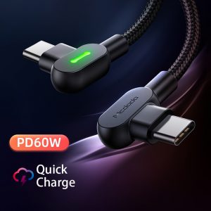 MCDODO 3A USB C to USB Type C Cable PD 60W Fast Charging USB-C Phone Charger Type-C Cord For Xiaomi Redmi Note 9s Samsung S20 S9