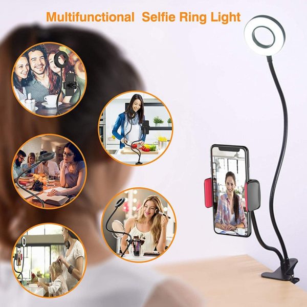 2020 Selfie Ring Light With Flexible Mobile Phone Holder Lazy Bracket Desk Lamp LED For Youtube Live Stream Office Kitchen Stand