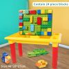 Kids Activity Table With 128 PCS Big Building Blocks Compatible Dupoled Educational Children Table Large Block Toys For Girl Boy