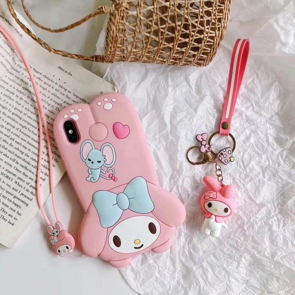 Hot Lovely 3D lanyard Cute doll soft silicone phone case for apple iphone X XR XS MAX 6 7 8 plus dog funda cover coque