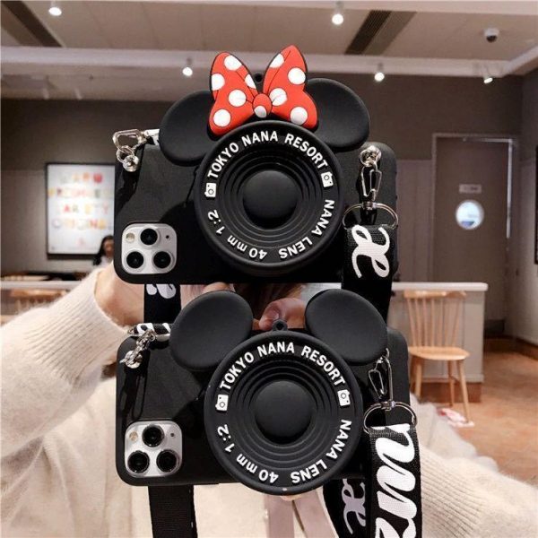 3D Camera Cartoon Coin Bags Soft Silicon Phone Case For iPhone 12 11 Pro XS Max X 8 7 6s Plus SE 2020 XR Cover With Lanyard