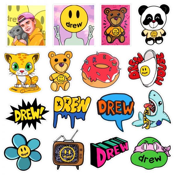 50PCS Singer Justin Bieber Drewhouse Sticker Pack For PC Suitcase Laptop Motorcycle Styling Cool Cartoon Stickers