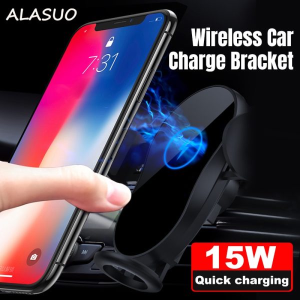 15W Car phone holder qi wireless charger for iPhone 12 X XR Samsung S10 S9 S8 smart sensor car mount phone holder charger