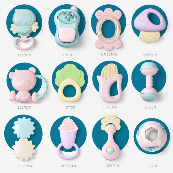 11-16Pcs Baby Rattle 0-12 Months Newborn Soft Bell Teethers Hand Shaking Crib Mobile Ring Educational Toy For Children Set Gifts