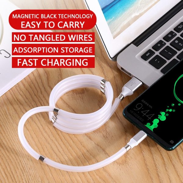 Magic Rope USB-C Magnetic Cable Type C USB Cable 4A Phone Fast Charging Data Sync Cord For Samsung A51 S10 S20 Charging Cable