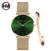 Ins Hot 1 Set Brand Wristwatches & Bracelet Japan Quartz Movt Ladies Waterproof Rose Gold Simple Stainless Steel Women Watches