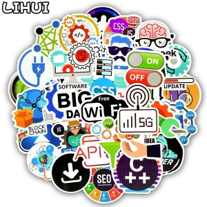 50 PCS Programming Language Stickers Internet Html Software Waterproof Sticker for Geek Hacker Developer to DIY Laptop Phone Car