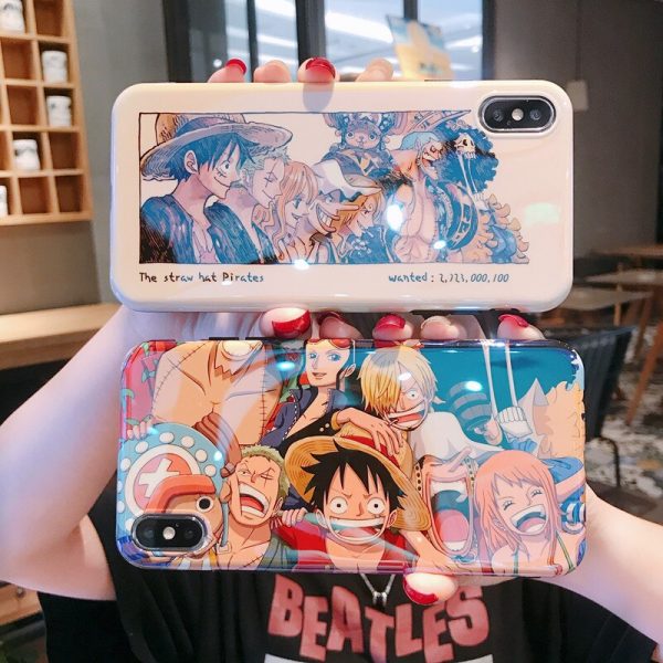 Luxury Blue light Cartoon One Piece Case For iphone 12 Pro 11 X XR XS Max 11 Pro 8 7 Plus Anime Luffy Sauron Soft Silicone Cover