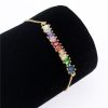 Poshfeel Colorful Cubic Zirconia Rainbow Bracelet for Women Gold Bracelets & Bangles Crystal Charm Jewelry Gift MBR190052