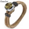 Chanfar Double Wrap Leather Bracelet Snap Button Watch Bracelet Jewelry For Women Men Fashion Gift