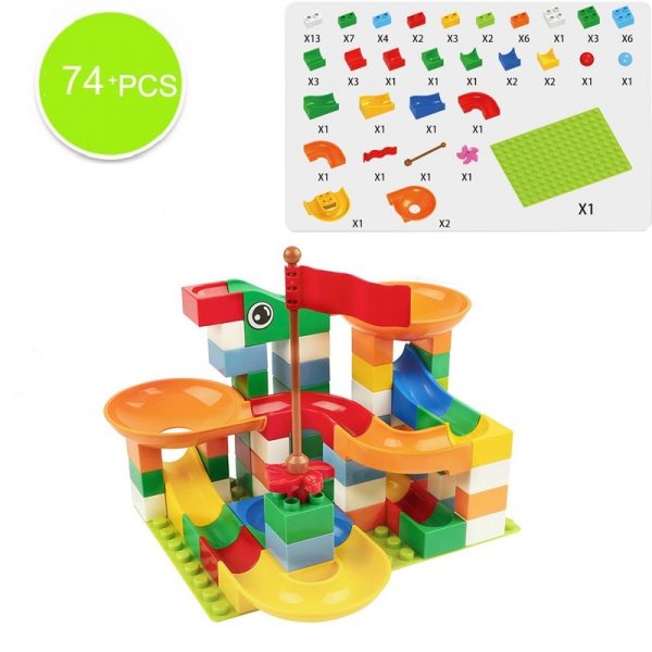 Marble Race Run Block Big Size Compatible Duploed Building Blocks Plastic Funnel Slide DIY Assembly Bricks Toys For Children