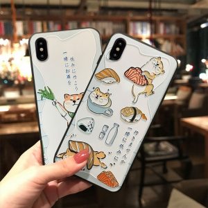 Japanese Shiba Inu Sushi Phone Case for iPhone 11 Pro MAX XS MAX XR 8 7 6 Plus Capa Soft TPU Back Cover for OPPO R15 R17 Coque