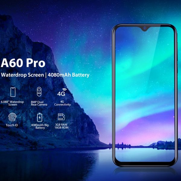 Blackview A60 Pro Smartphone MTK6761 Quad Core Android 9.0 4080mAh Cellphone 3GB+16GB Waterdrop Screen Face ID 4G Mobile Phone