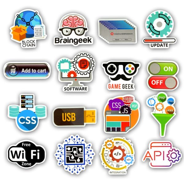 50 PCS Programming Language Stickers Internet Html Software Waterproof Sticker for Geek Hacker Developer to DIY Laptop Phone Car