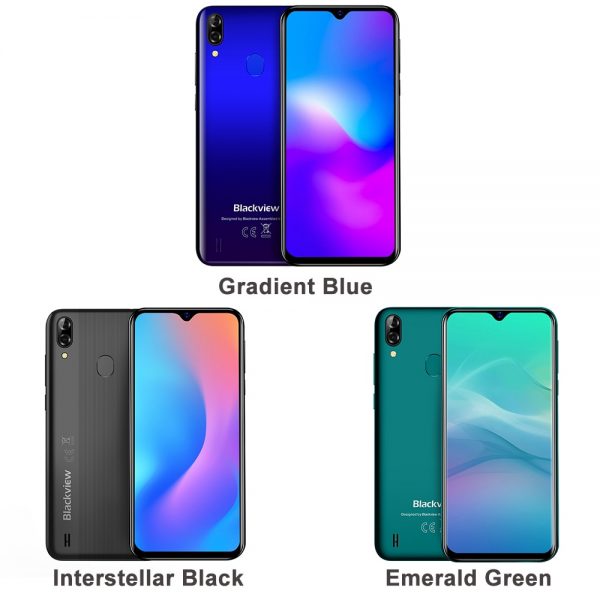 Blackview A60 Pro Smartphone MTK6761 Quad Core Android 9.0 4080mAh Cellphone 3GB+16GB Waterdrop Screen Face ID 4G Mobile Phone