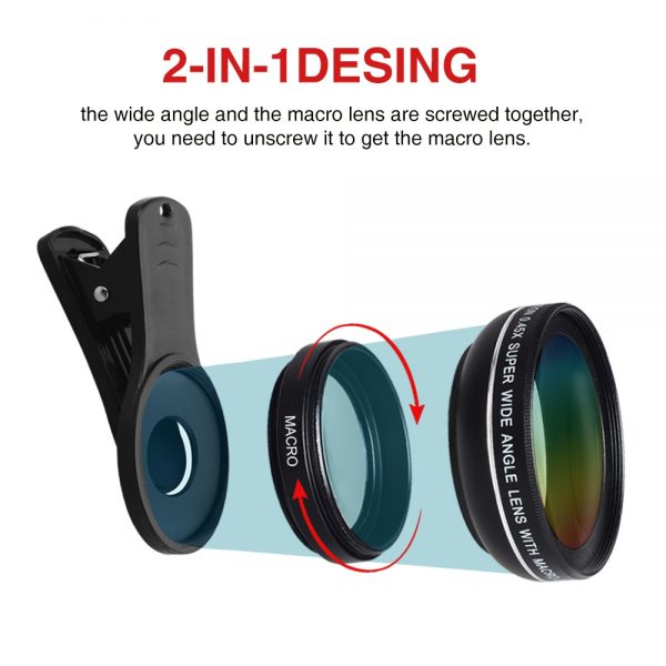 APEXEL Phone Lens kit 0.45x Super Wide Angle & 12.5x Super Macro Lens HD Camera Lentes for iPhone 6S 7 Xiaomi more cellphone