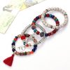 RINHOO Natural Stone Beads Bracelets For Women I LOVE YOU Wing Tassel Charm Bracelets & Bangles Set Boho Vintage Jewelry