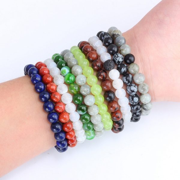 Fashion 8mm Natural Stone Beads Bracelet Men Women Tiger Eye Lava Hematite Strand Bracelet&Bangles Healing Yoga Pulsera Jewelry