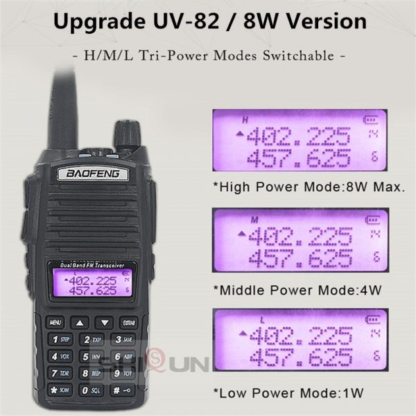 Upgrade BaoFeng UV-82 8W Optionl 5W Baofeng UV 82 Walkie Talkie 10 KM Baofeng 8W Ham Radio 10KM Dual PTT 82HP UV-9R GT-3TP UV-5R