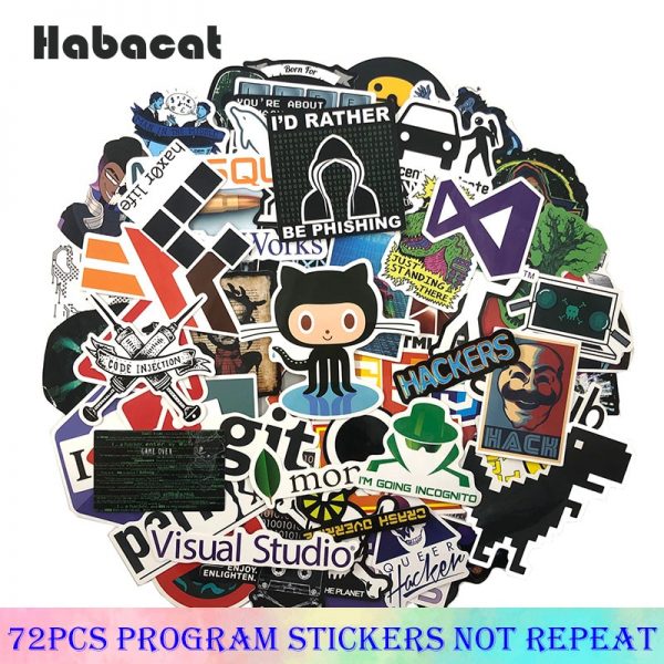 72Pcs/Pack Programming Graffiti Stickers Hacker Stickers Java C++ For Luggage Skateboard Laptop Motorcycle Papeleria y Oficina